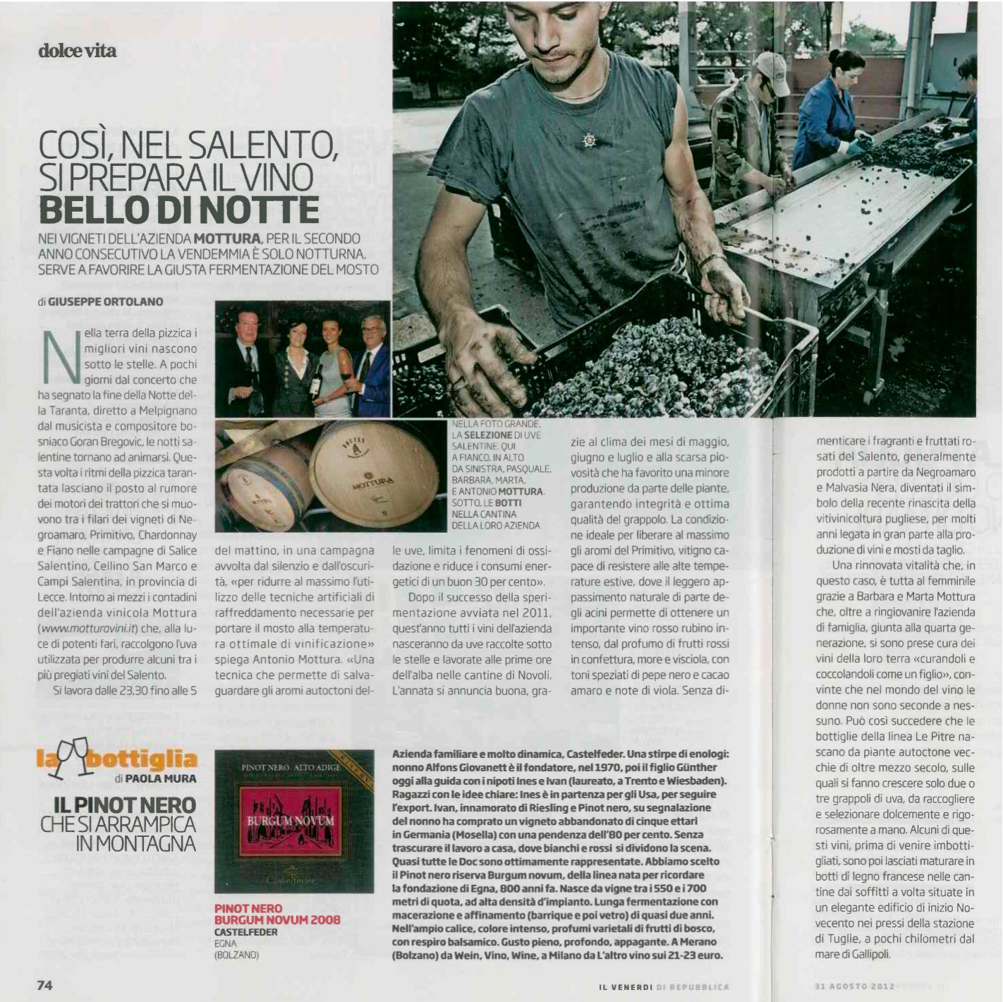 La Repubblica - La vendemmia è solo notturna